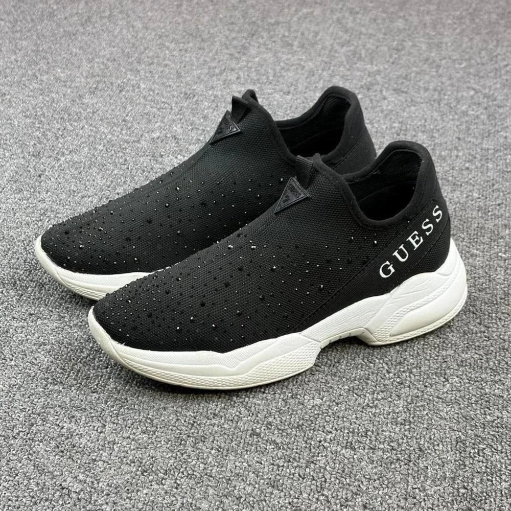 Guess Black Studded Slip On Stretch Sneakers Running‎ Shoes Women's Size 8 M